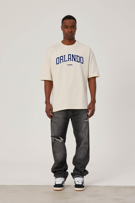 Orlando Yazılı Krem Tshirt