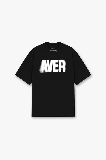 Siyah Aver Yazılı Oversize Tshirt