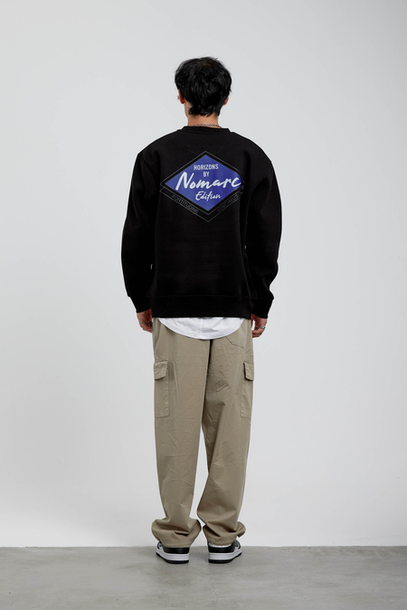 Siyah Horizons Baskılı Sweatshirt