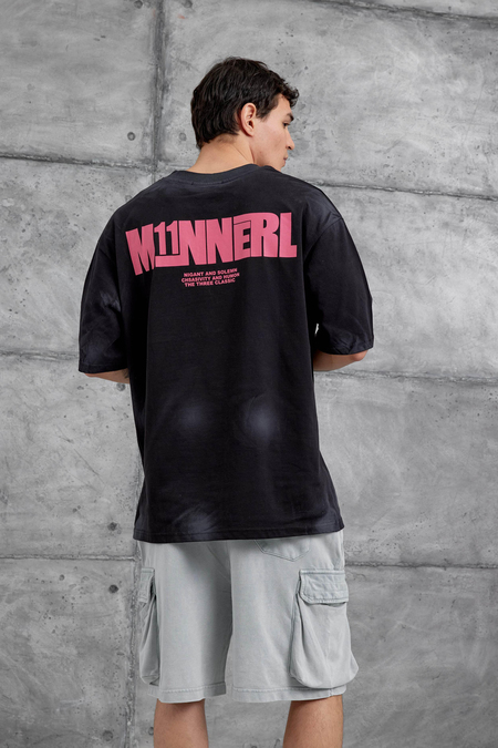 Siyah M11 Yazılı Oversize Tshirt