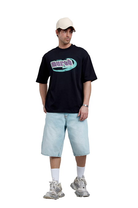 Siyah Murth Baskılı Oversize Tshirt
