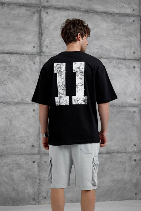 Siyah Remendy Crew Yazılı Oversize Tshirt