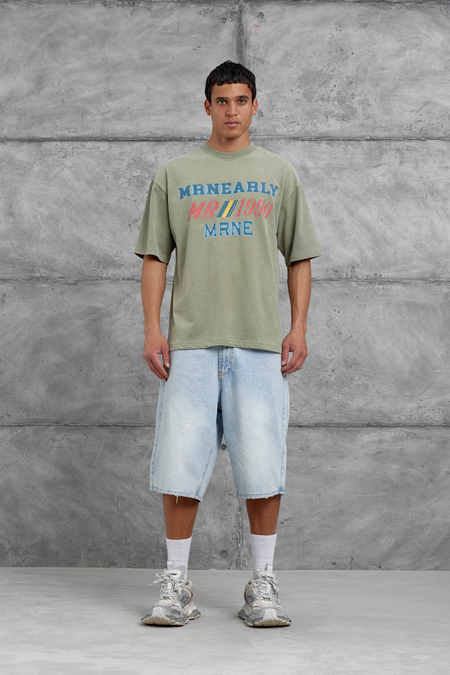 Yeşil Mrnearly Yazılı Oversize Tshirt