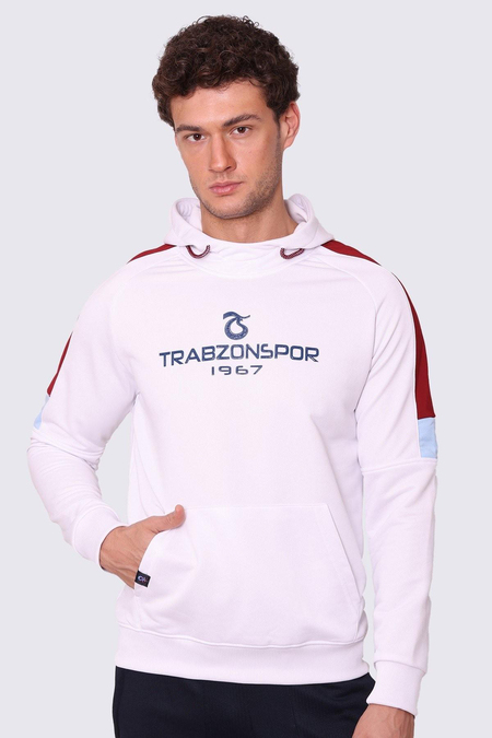 SWEAT KAPÜŞONLU BASKILI KOLLAR BORDO MAVİ