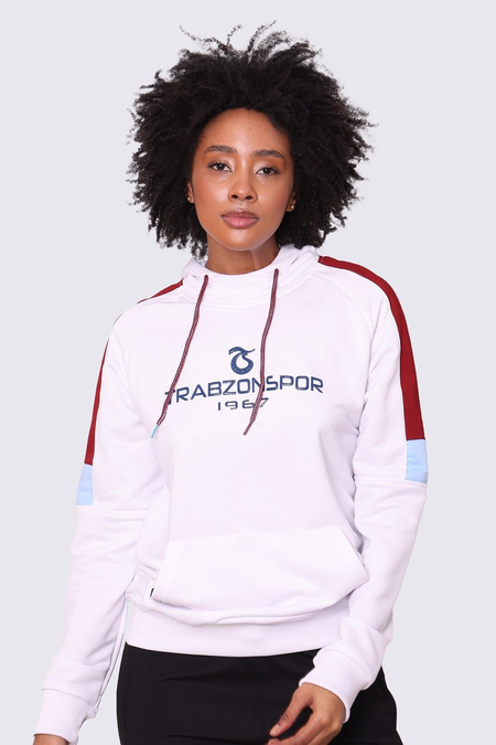 SWEAT KAPÜŞONLU BASKILI KOLLAR BORDO MAVİ