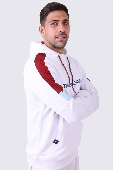 SWEAT KAPÜŞONLU BASKILI KOLLAR BORDO MAVİ