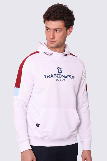 SWEAT KAPÜŞONLU BASKILI KOLLAR BORDO MAVİ