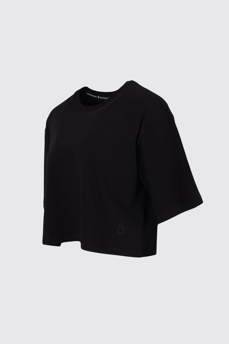 TSHİRT BİSİKLET YAKA İÇ LOGO BASKILI CROP