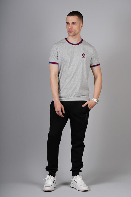 TSHIRT KOL VE YAKA BORDO MAVİ RİBANALI