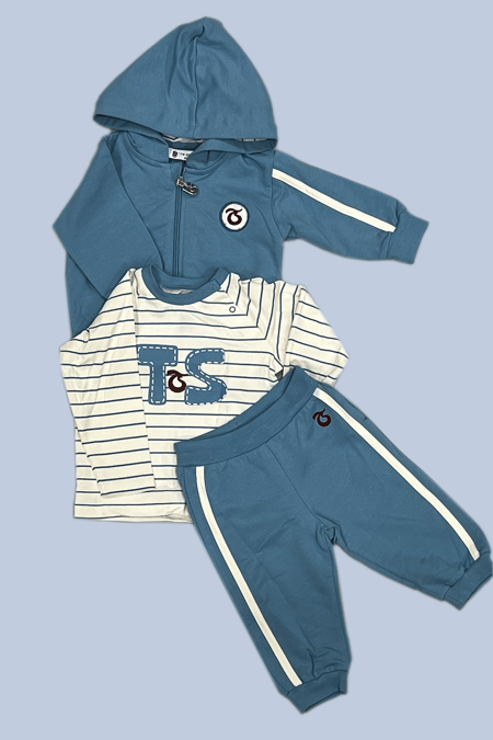 ÜÇLÜ TAKIM KAPŞONLU SWEATSHIRT+TSHIRT+EŞOFMAN ALT