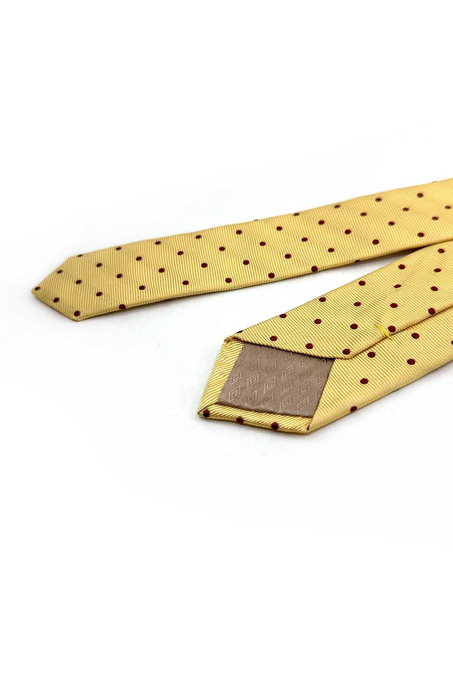 4.7 cm Sarı Puantiye Desen Ultra Slim İpek Kravat İK2335
