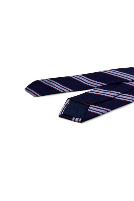 4.7 cm Bordo Mavi Çizgi Desen Ultra Slim İpek Kravat İK2338