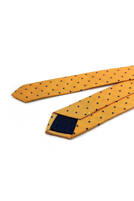 4.5 cm Sarı Puantiye Desen Ultra Slim İpek Kravat İK2320