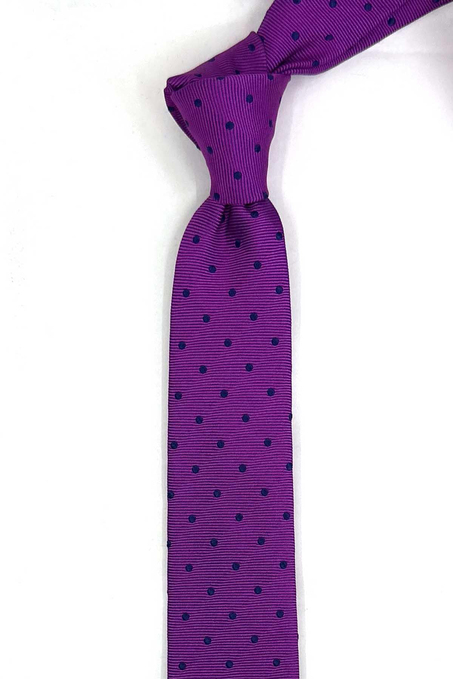 4.6 cm Mor Puantiye Desen Ultra Slim İpek Kravat İK2339