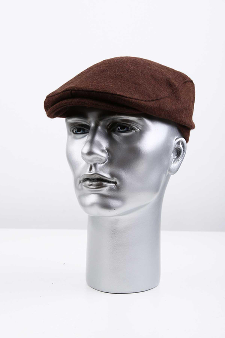 Acı Kahve Düz Yün Erkek Kasket Şapka KST100