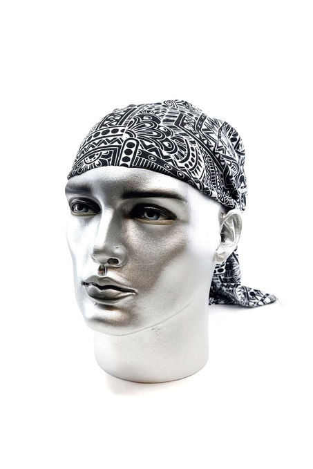 Antique Siyah - Beyaz Bandana BND99