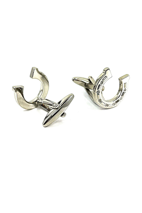 At Nalı Motif Gümüş Renk Taşlı Kol Düğmesi KD1615