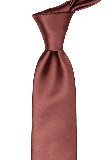 Bakır Mendilli Düz Saten Kravat 1602