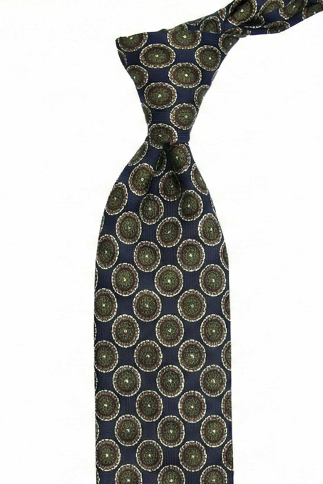 Bedano Style Lacivert Motif Desen İtalyan İpek Kravat İK2232