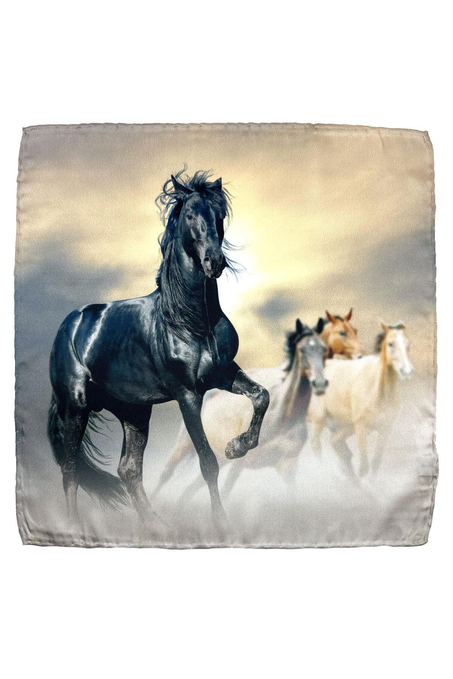 Bej At Motifli Erkek Cep Mendili SPS624-104