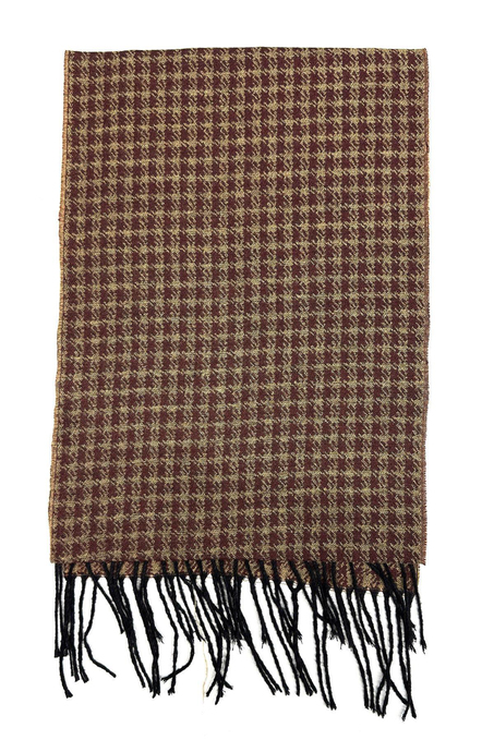 Bej - Bordo Motif Desen Erkek Kaşkol K559