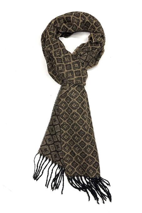Bej - Kahve Motif Desen Erkek Kaşkol K554