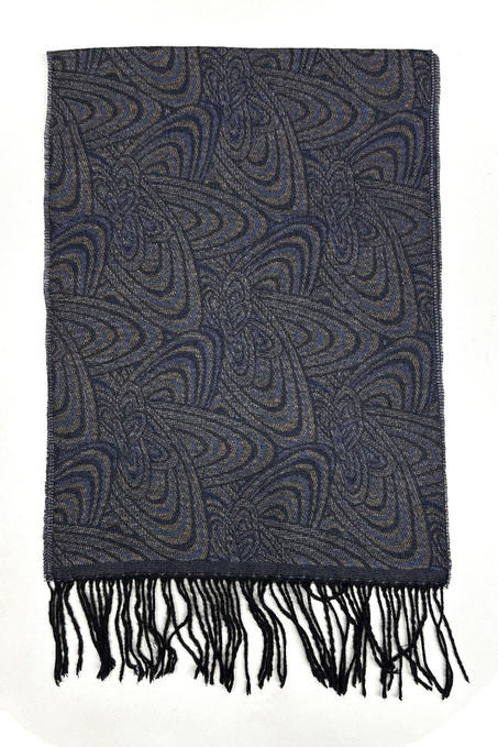Bej - Mavi Motif Desen Erkek Kaşkol K525
