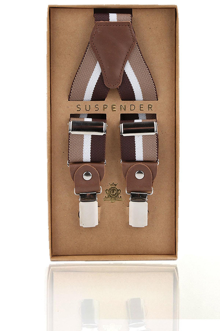 Bej Renk Kahve Deri Bağlantılı Erkek Pantolon Askısı PAN94