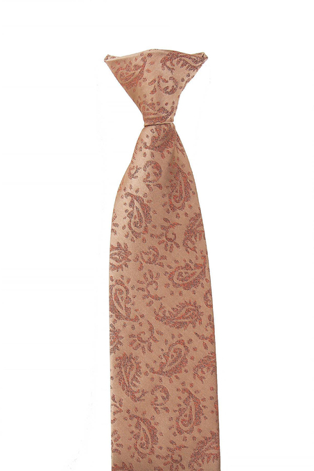 Bej Şal Desen Klipsli Kravat KLP482