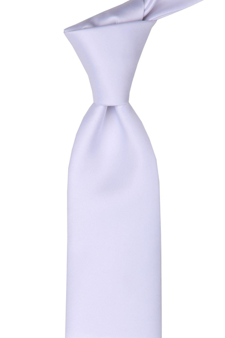 Beyaz Mendilli Düz Saten Kravat 1600