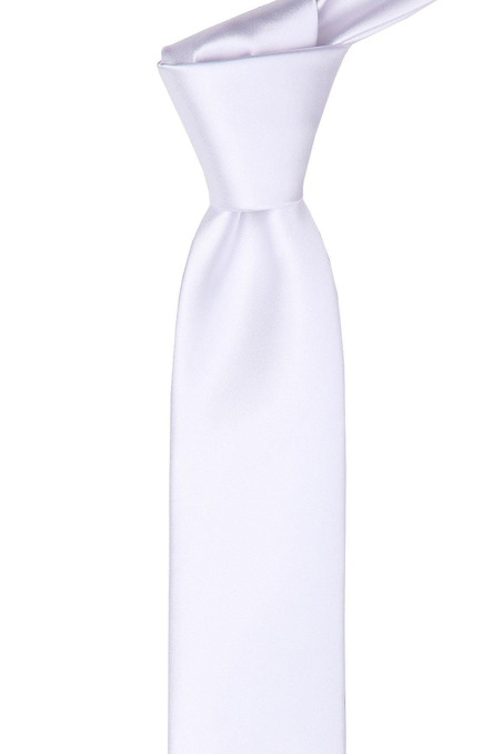 Beyaz Saten Slim Kravat ST4010