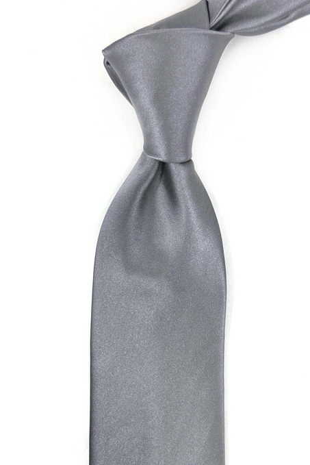 Bodham Style Gri Düz İtalyan İpek Kravat İK2025
