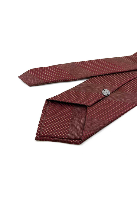 Bordo Çizgi Desen Mendilli Klasik Kravat KK14112
