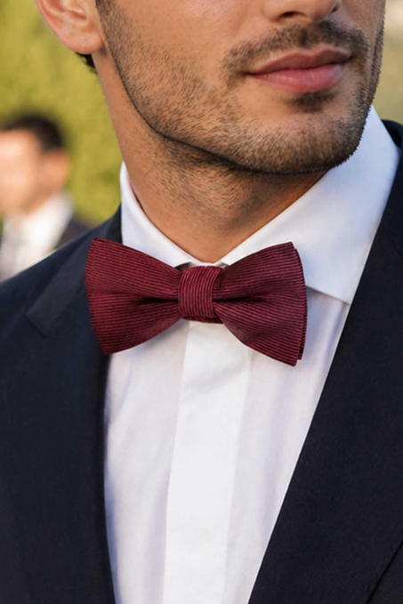 Bordo Düz İpek Papyon SB206