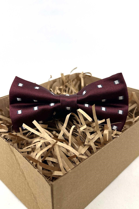 Bordo Küçük Desen İpek Papyon SB281