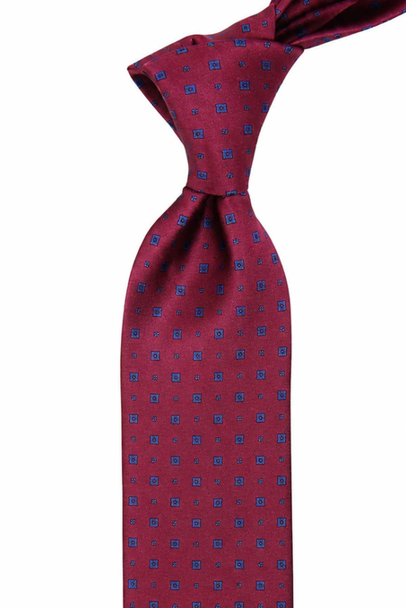 Bordo Küçük Desen İtalyan İpek Kravat İK2566