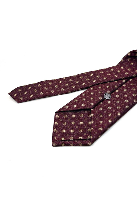 Bordo Küçük Desen Mendilli Klasik Kravat KK13627
