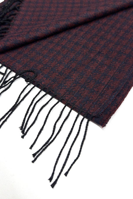 Bordo - Lacivert Motif Desen Erkek Kaşkol K558