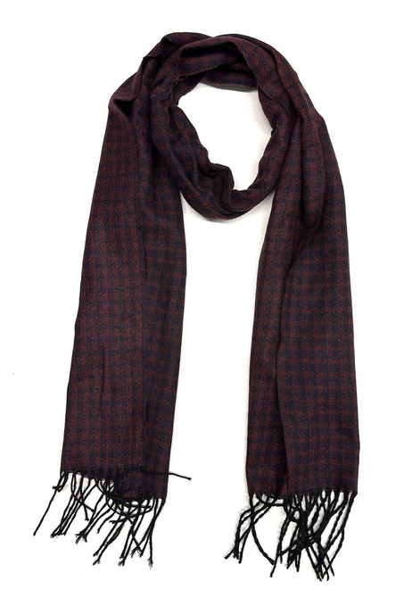 Bordo - Lacivert Motif Desen Erkek Kaşkol K558