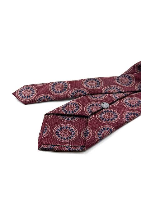 Bordo Lacivert Motif Desen Mendilli Klasik Kravat KK13974