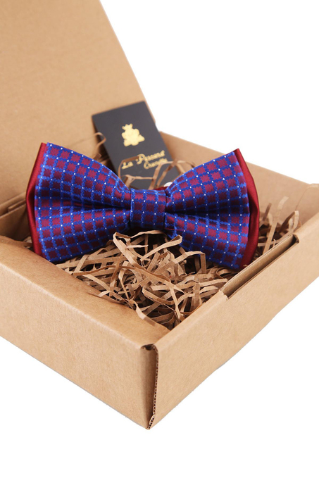 Bordo - Mavi Kendinden Desen Papyon P1465