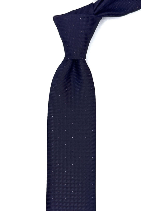 Bordo - Mavi Nokta Desen İnce Kravat SK7946