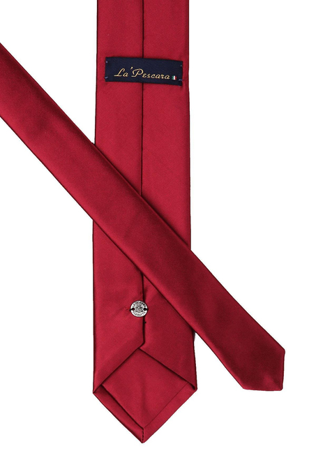Bordo Mendilli Düz Saten Kravat 1109