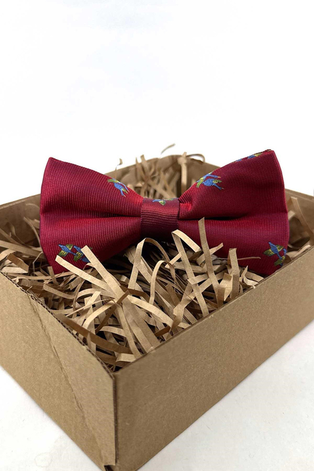 Bordo Motif Desen İpek Papyon SB269