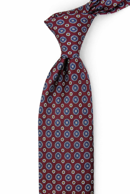 Bordo Motif Desen İtalyan İpek Kravat İK2558