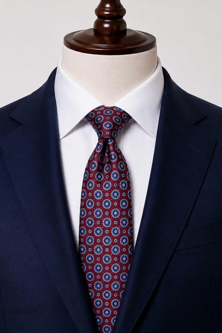 Bordo Motif Desen İtalyan İpek Kravat İK2558