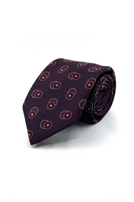 Bordo Motif Desen Mendilli Klasik Kravat KK13976