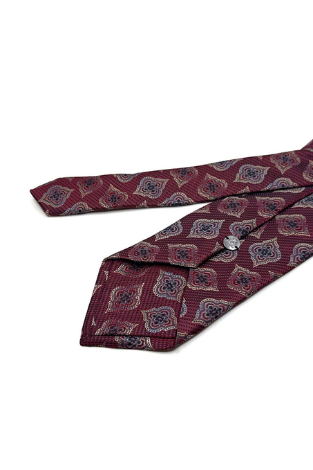 Bordo Motif Desen Mendilli Klasik Kravat K13609