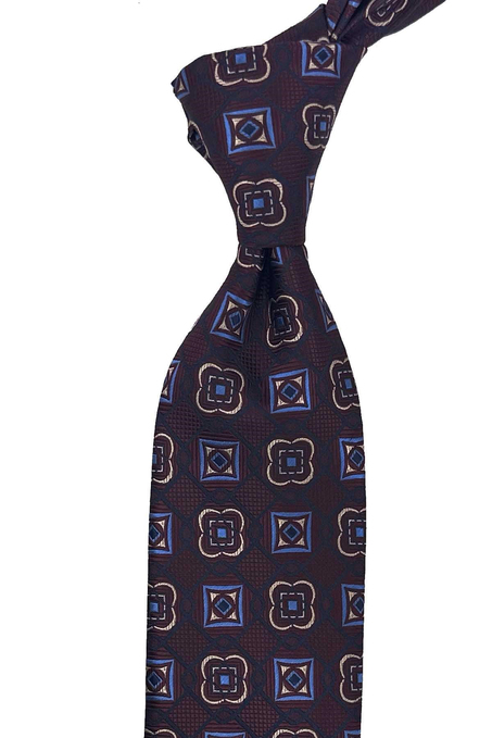Bordo Motif Desen Mendilli Klasik Kravat KK13769