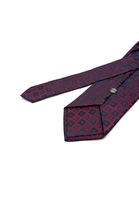 Bordo Motif Desen Mendilli Klasik Kravat K13634